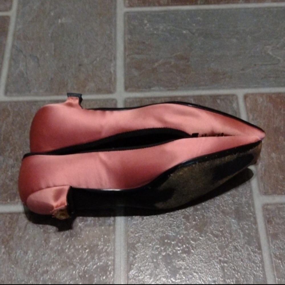 PRADA Ballerina RoseSilk Leather Bows Beads Sequins Square Toe kitten heel 37 - Picture 4 of 9